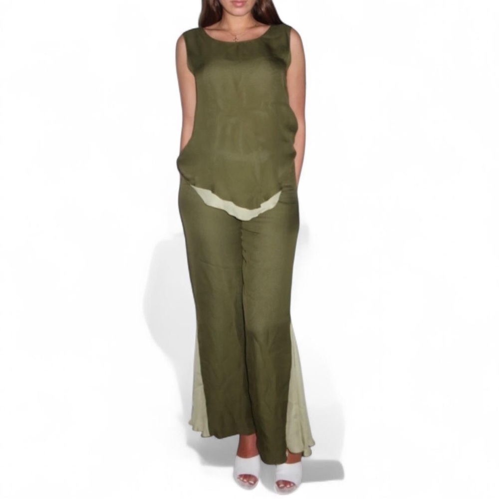 Yolanda Lorente 100% Silk Top & Bottom 2PC Set Hand Painted y2k 2000s Vintage - Picture 4 of 5